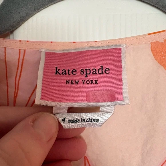 Kate Spade Falling Flower Wrap Midi Dress Pink Orange Puff Sleeve Size 4 - Picture 12 of 16